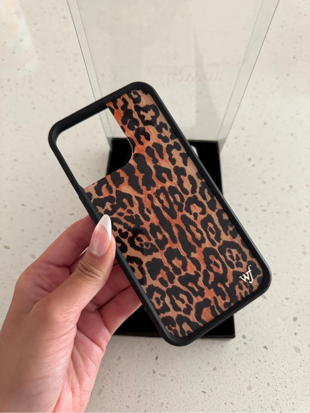 Wander Leopard Print Phone Case - Black Trim with Brown Spots